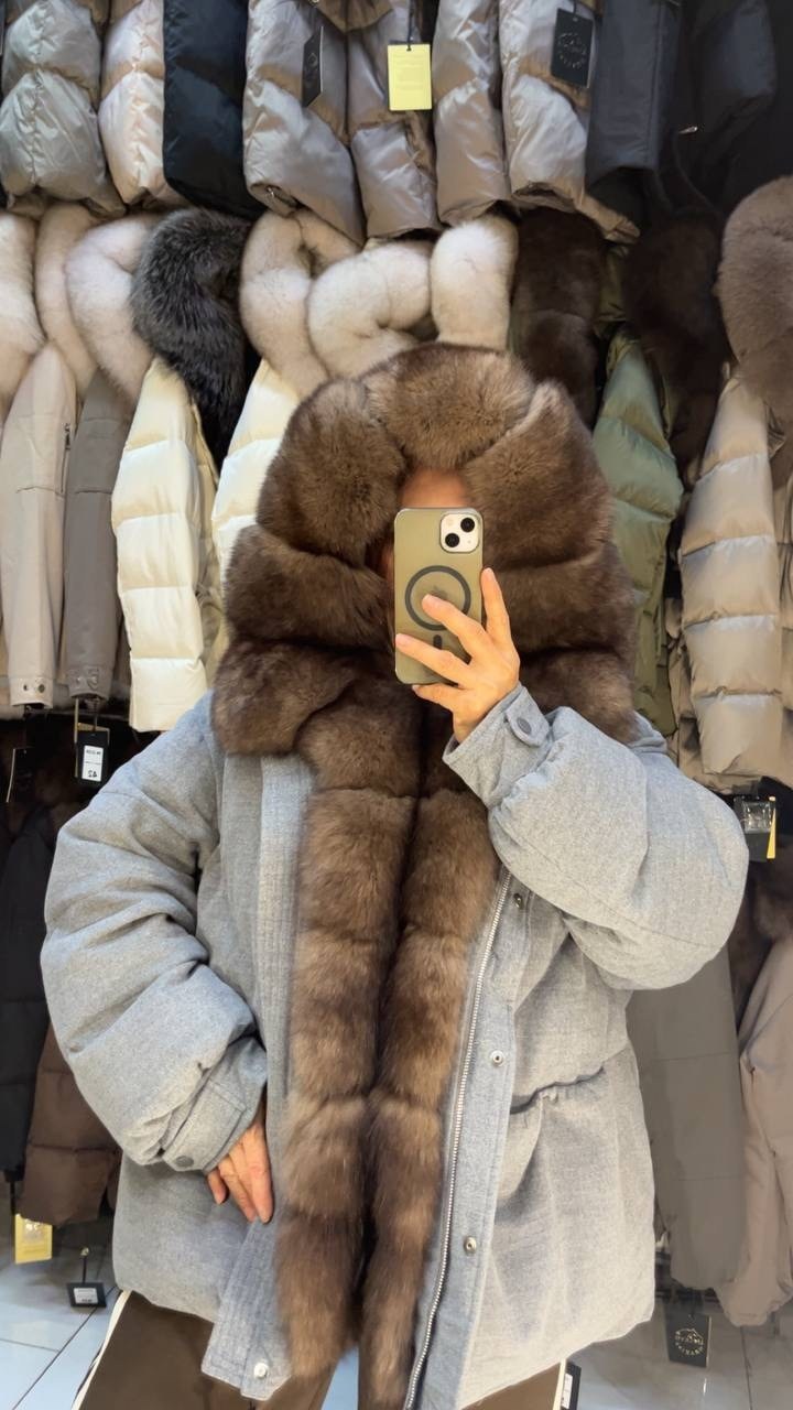 пуховик с натуральным мехом,куртка - пуховик с мехом песца city furs,пуховик женский с натуральным мехом,пуховик с мехом,куртка с мехом