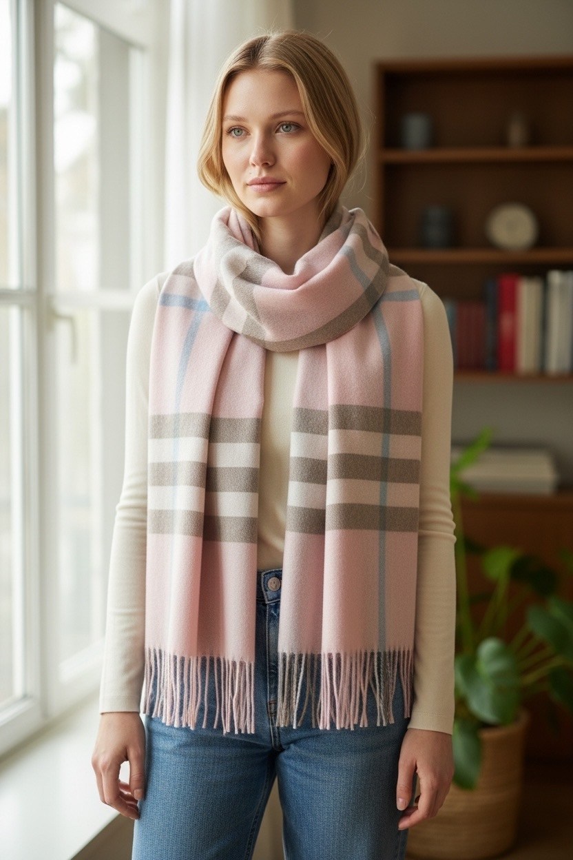 женский шарф,шарф барбери,модные шарфы,шарф палантин теплый burberry,шарф в клетку burberry бежевый