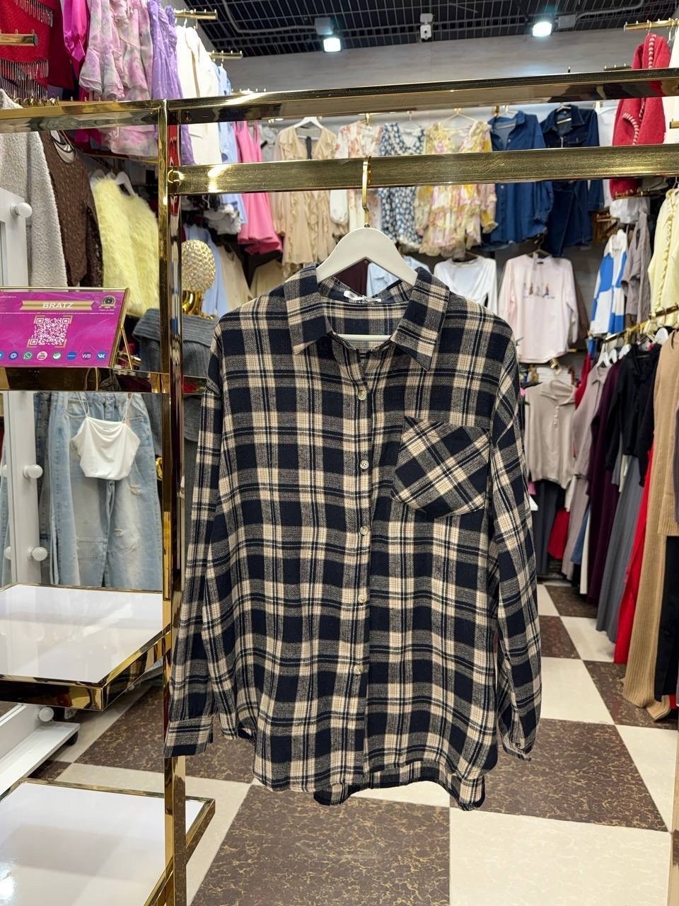 рубашка классическая в клетку оверсайз la fashion,женская рубашка oversize в клетку,рубашка в клетку женская оверсайз,женская рубашка в клетку,рубашка в клетку оверсайз badishka