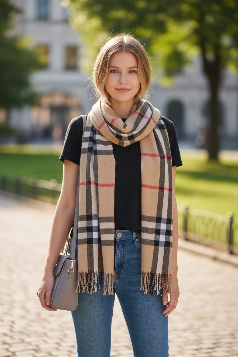 женский шарф,шарф барбери,модные шарфы,шарф палантин теплый burberry,шарф в клетку burberry бежевый