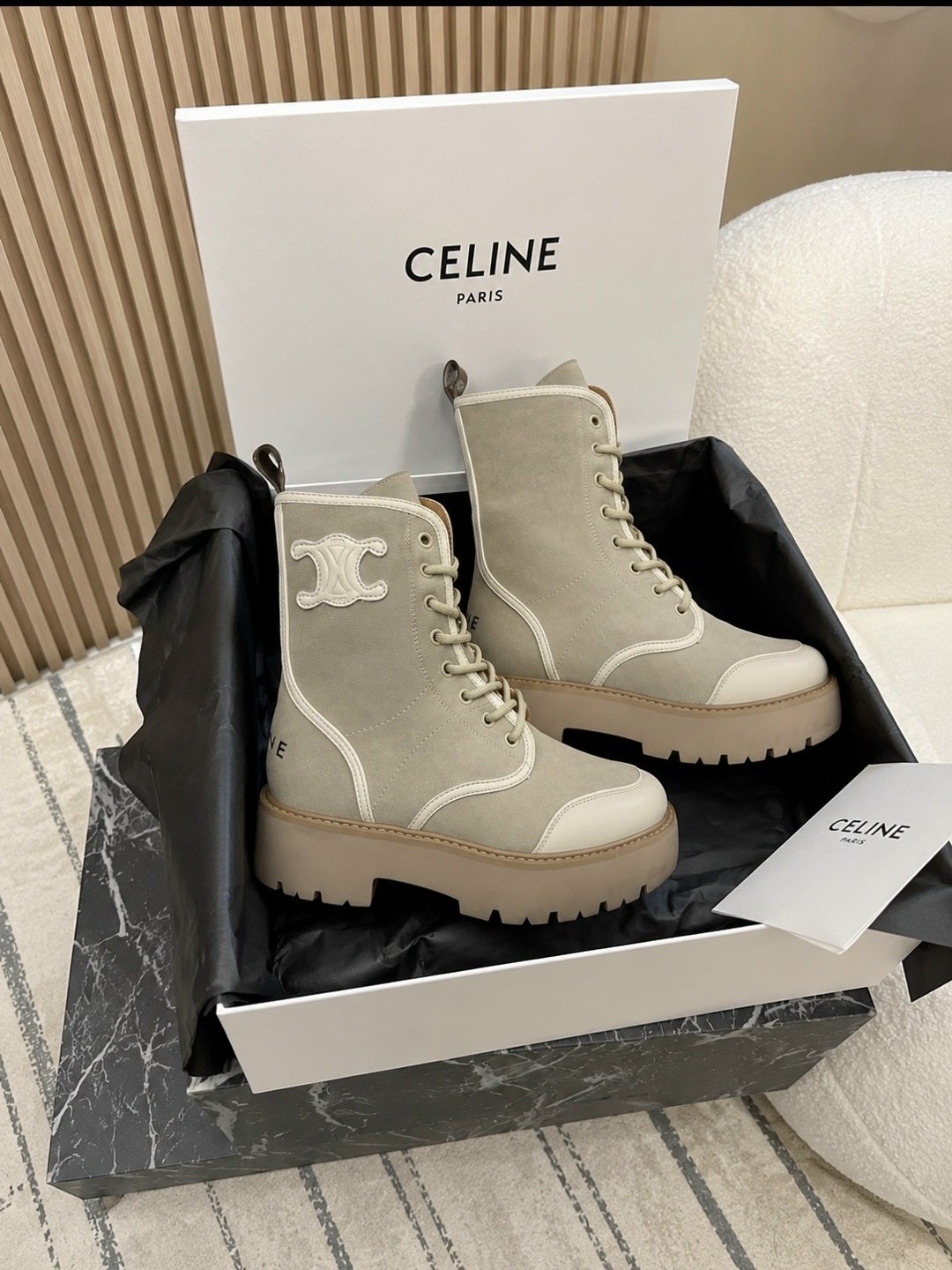 ботинки celine,ботинки женские celine,женские ботинки celine натуральная кожа,комбинированные ботинки celine premium,