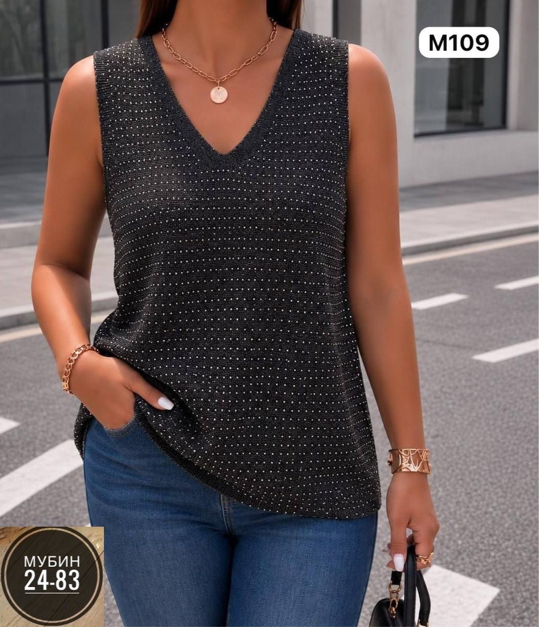 вязаная майка,майка женская,,топ блестящий майка со стразами vv-fashion