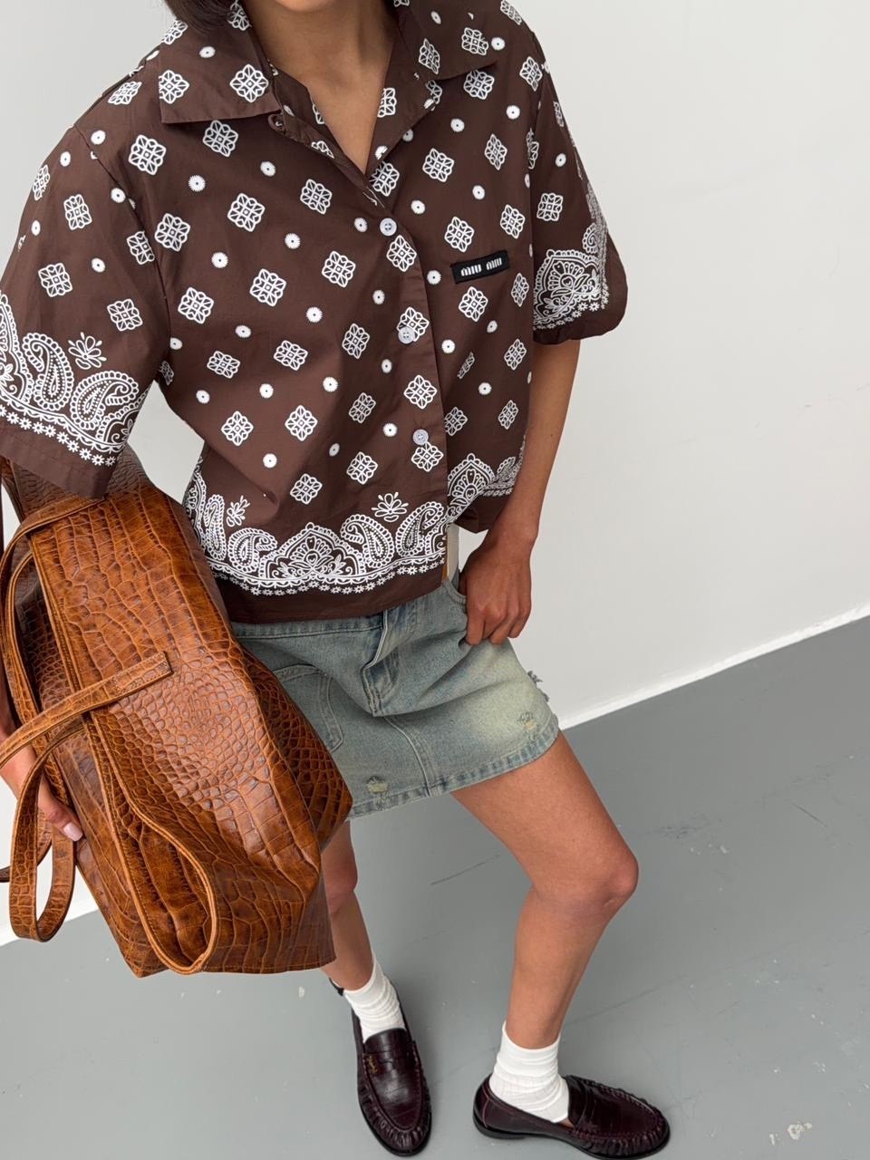 рубашка с принтом,рубашка supreme bandana silk short-sleeve shirt 'brown',рубашка бандана,рубашка стиль,рубашка