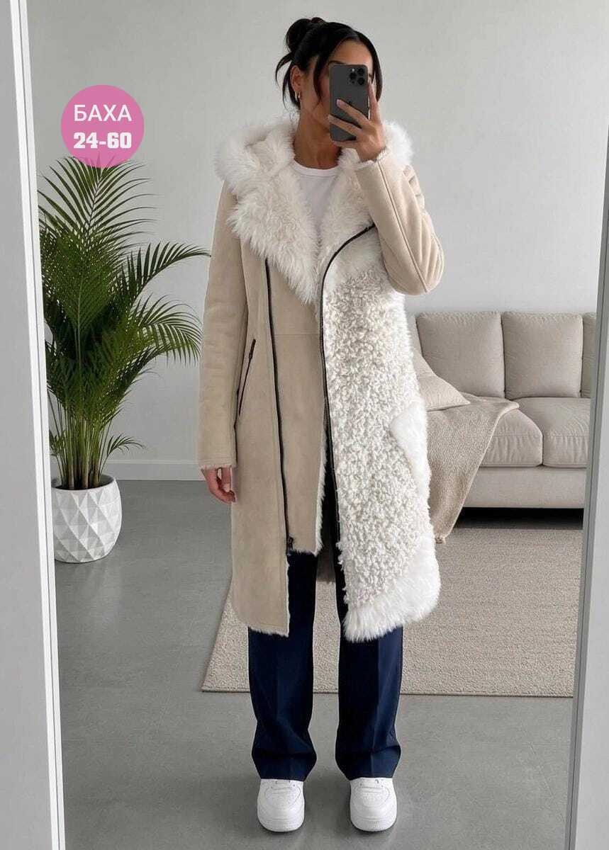 пальто зимнее длинное с капюшоном из эко меха klasika moda,пальто женское,дубленка женская,дубленка удлиненная,утепленное пальто