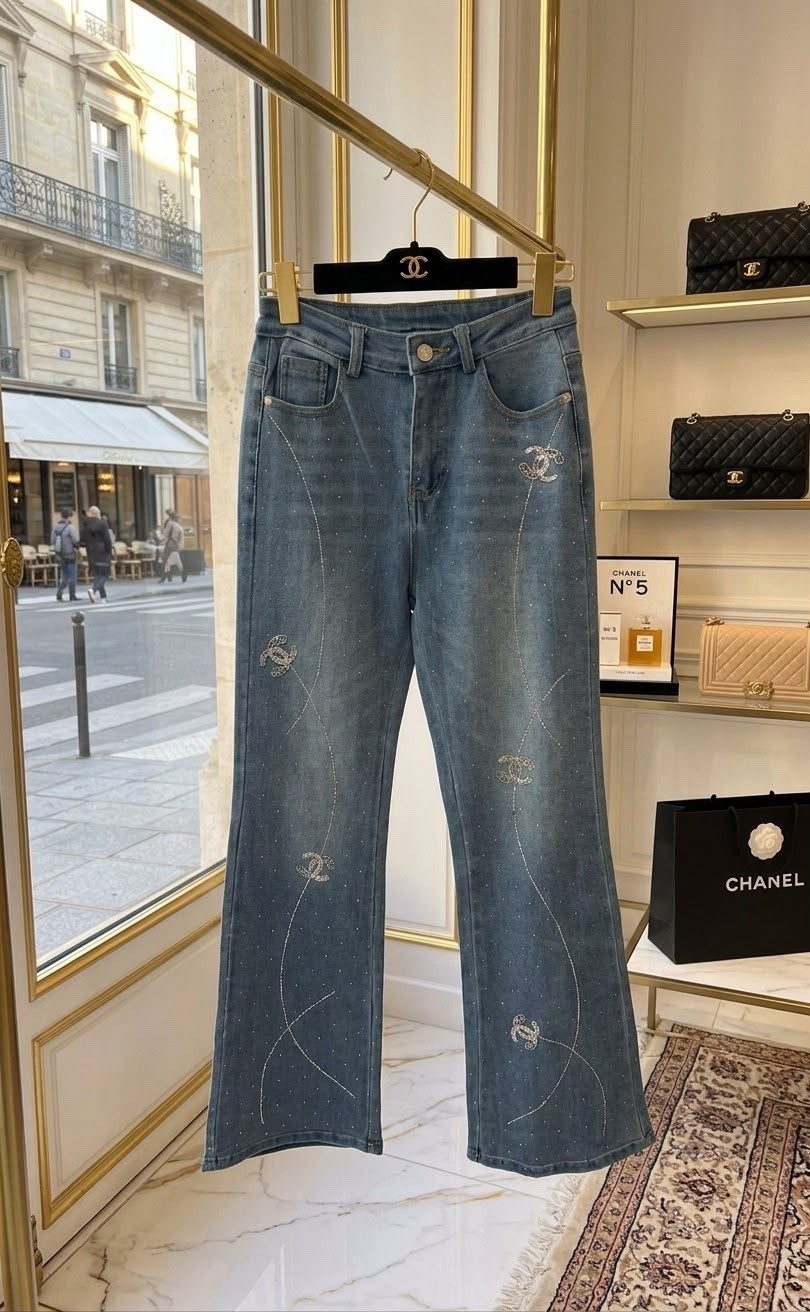 джинсы chanel,джинсы шанель,женские джинсы,модные джинсы,джинсы женский chanel бело-синий