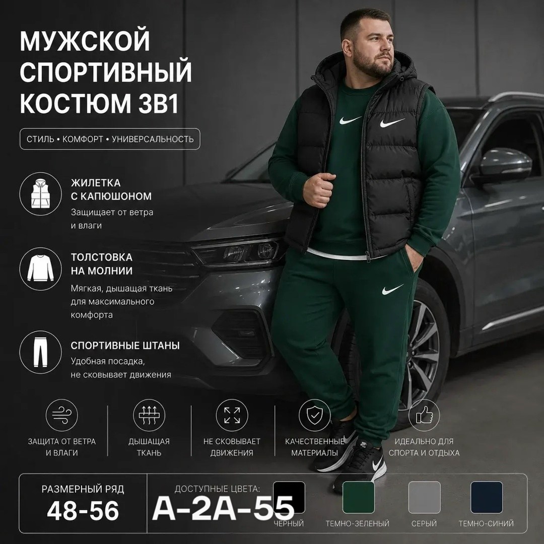 мужской теплый спортивный костюм тройка,мужской спортивный костюм тройка nike с жилетом,спортивный костюм тройка nike,мужской спортивный костюм,спортивный костюм nike