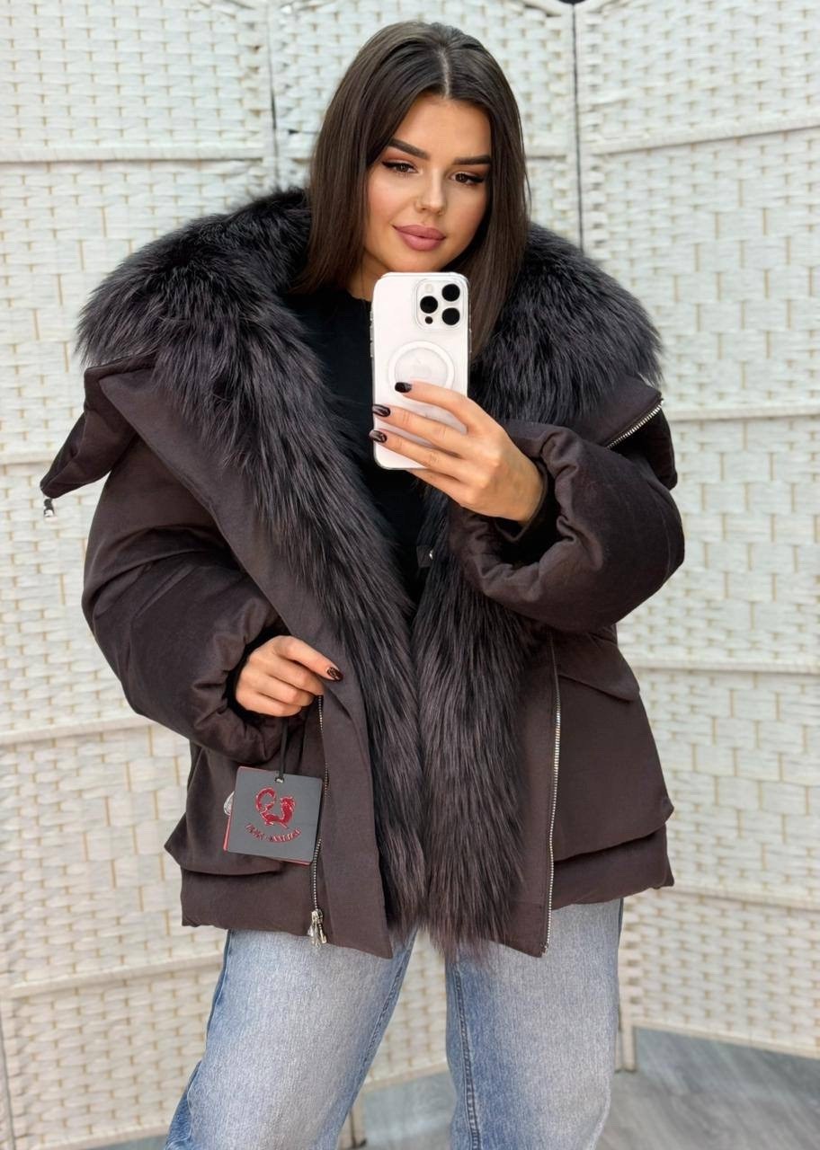 зимние куртки,куртка - пуховик с мехом чернобурки city furs,куртка с мехом,куртка оверсайз,парка с мехом
