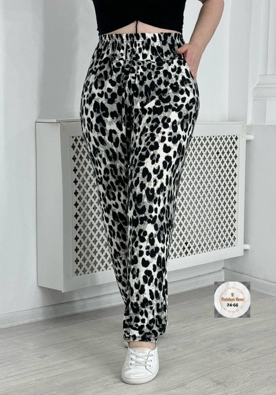 штаны женские,женские брюки большие размеры,женские брюки,брюки 88060 леопард,трикотажные брюки