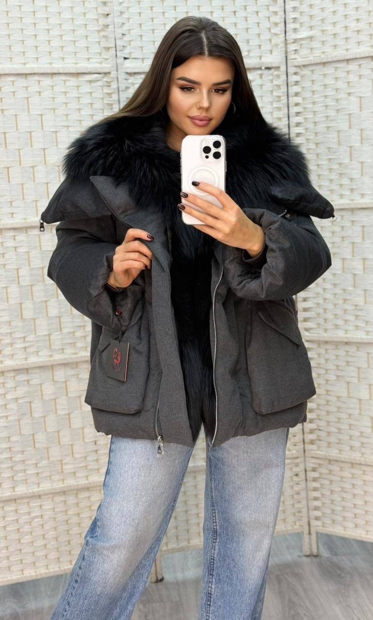 зимние куртки,куртка - пуховик с мехом чернобурки city furs,куртка с мехом,куртка оверсайз,парка с мехом