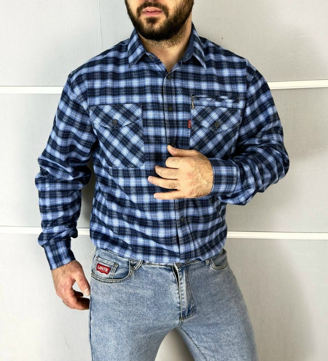 рубашка в клетку теплая h&h fashion,рубашка мужская,рубашка теплая в клетку,рубашка теплая в клетку с длинными рукавами,клетчатая мужская рубашка