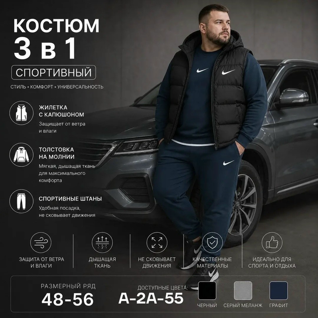 мужской теплый спортивный костюм тройка,мужской спортивный костюм тройка nike с жилетом,спортивный костюм тройка nike,мужской спортивный костюм,спортивный костюм nike