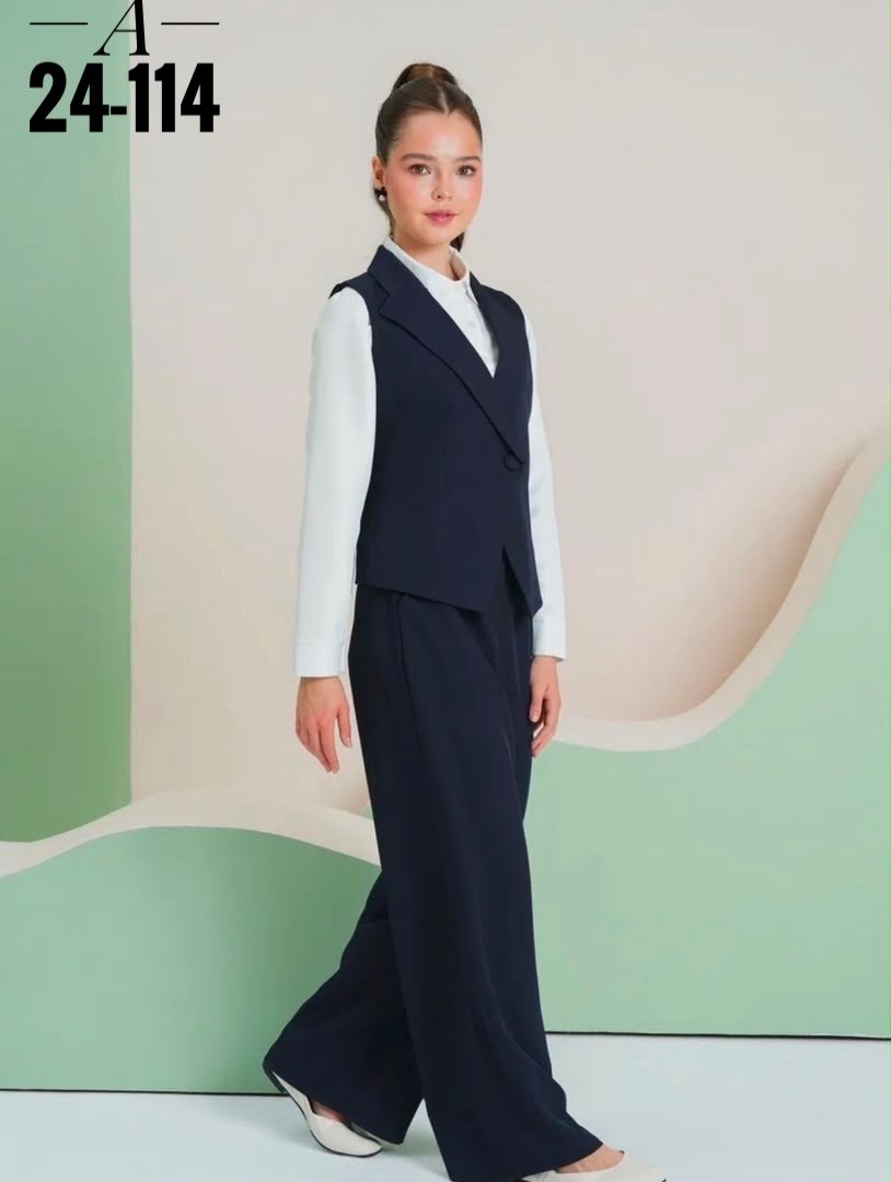 школьный костюм двойка с брюками палаццо и жилетом sheng yuan fashion,костюм школьный брючный с жилетом jutetti,брючный школьный костюм с жилетом blacknina,костюм брючный школьная форма для девочки pa