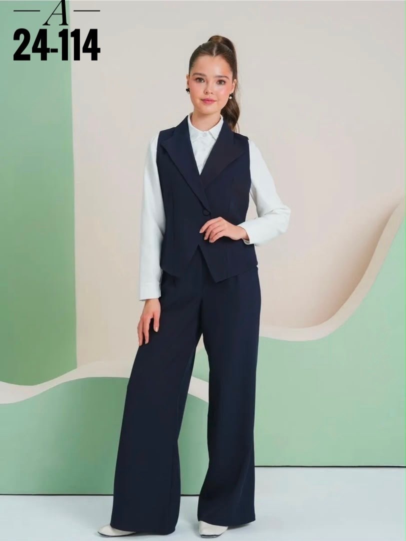 школьный костюм двойка с брюками палаццо и жилетом sheng yuan fashion,костюм школьный брючный с жилетом jutetti,брючный школьный костюм с жилетом blacknina,костюм брючный школьная форма для девочки pa
