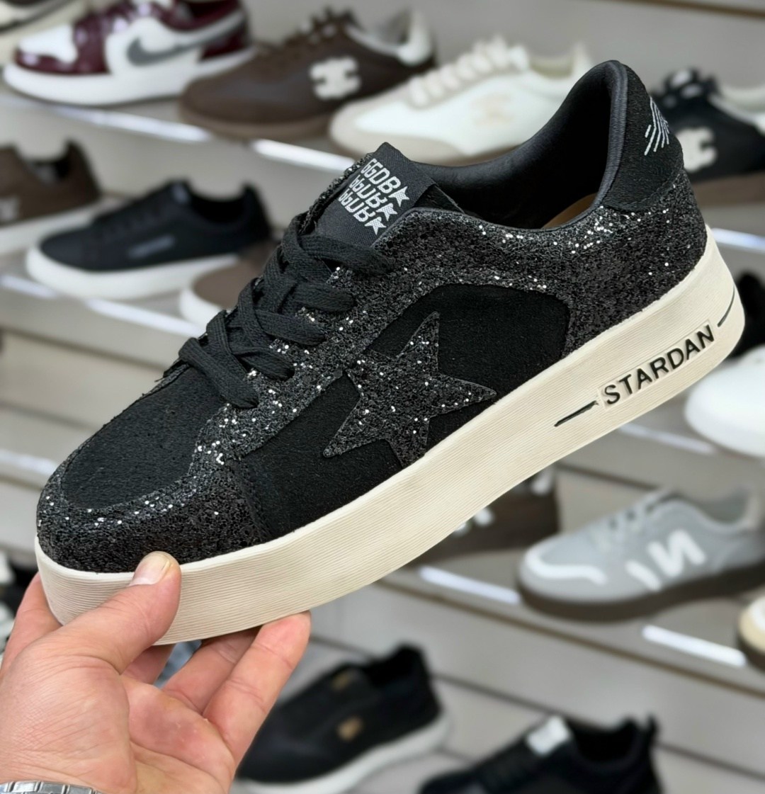 ,голден гус кеды черные, женская,кеды golden goose,golden goose black glitter hi star sneakers