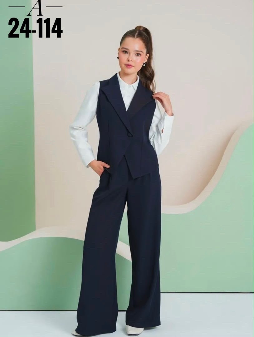школьный костюм двойка с брюками палаццо и жилетом sheng yuan fashion,костюм школьный брючный с жилетом jutetti,брючный школьный костюм с жилетом blacknina,костюм брючный школьная форма для девочки pa