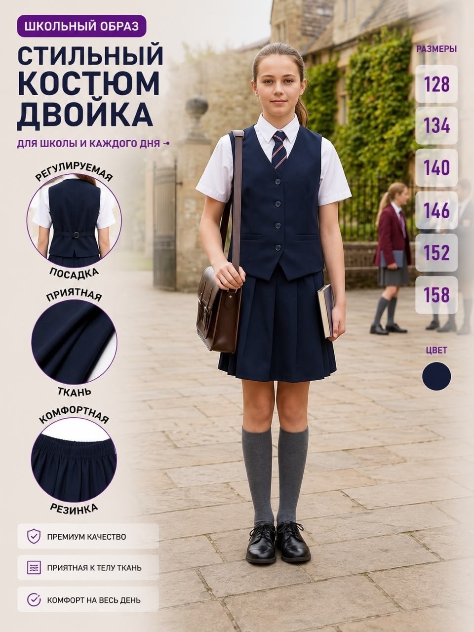 жилет школьный,жилетка для школы,костюм для школы,жилет школьная форма,костюм школьная форма жилетом likikids цвет темно-синий