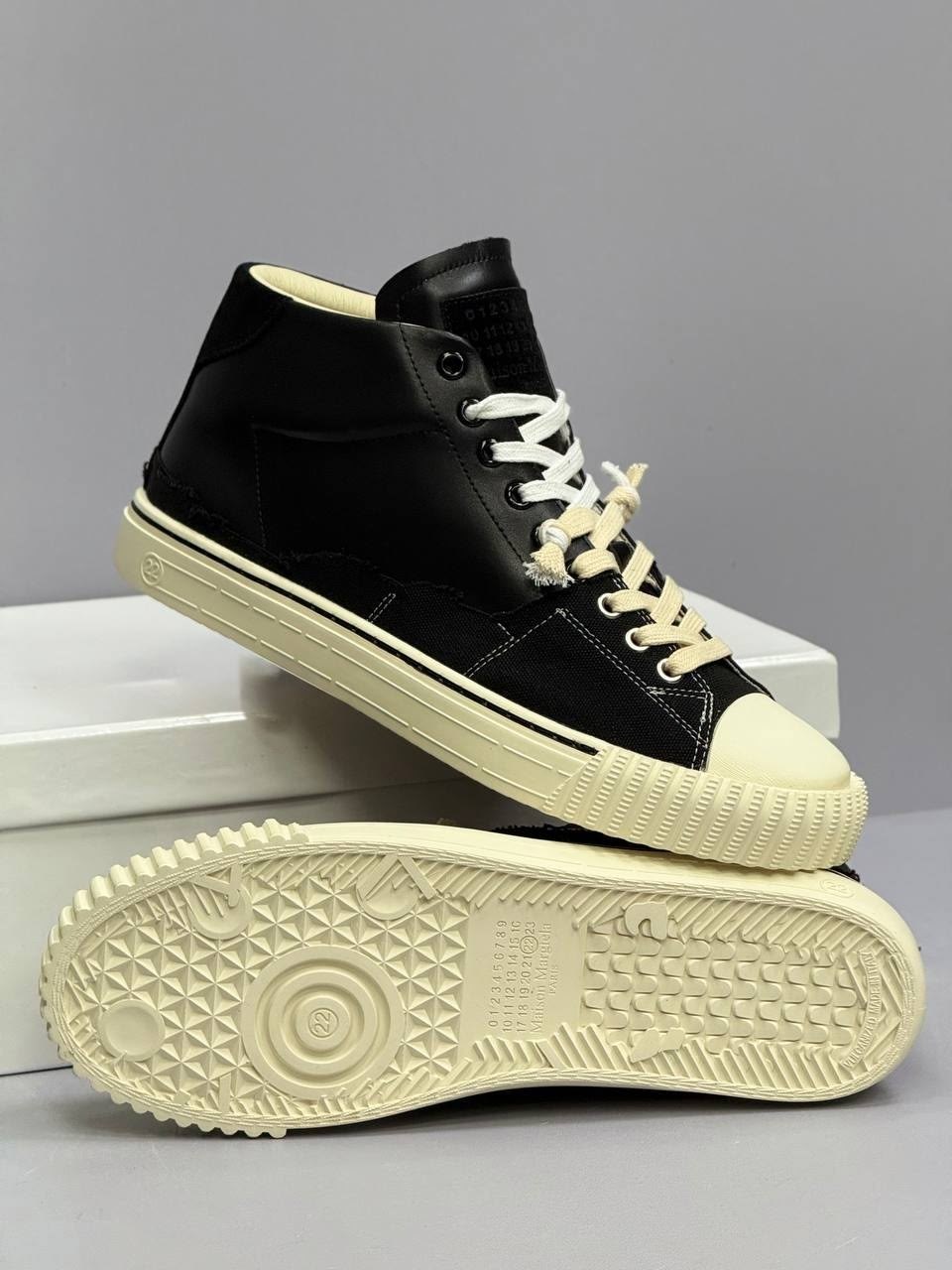мужские кеды maison margiela черный,,кеды maison margiela evolution,черные кроссовки new evolution mid maison margiela,кеды maison margiela