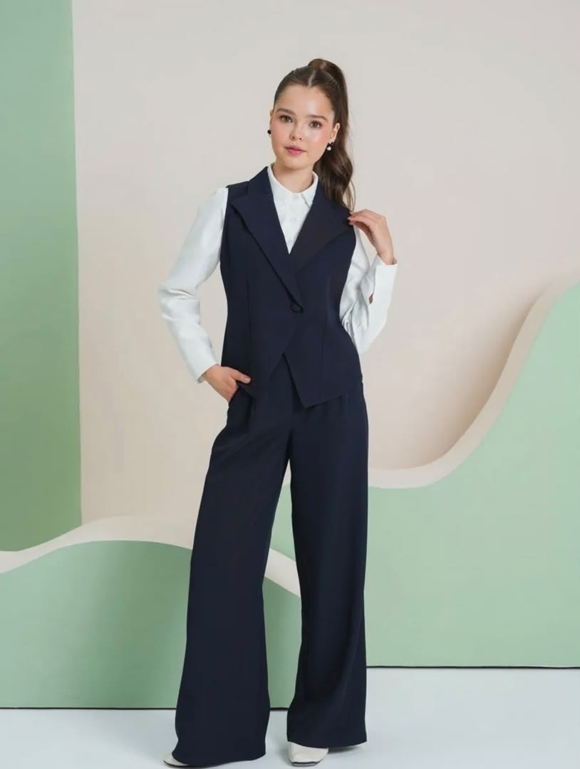 школьный костюм двойка с брюками палаццо и жилетом sheng yuan fashion,костюм школьный брючный с жилетом jutetti,костюм школьный брючный с жилеткой guliz цвет темно-синий,школьная форма костюм брючный