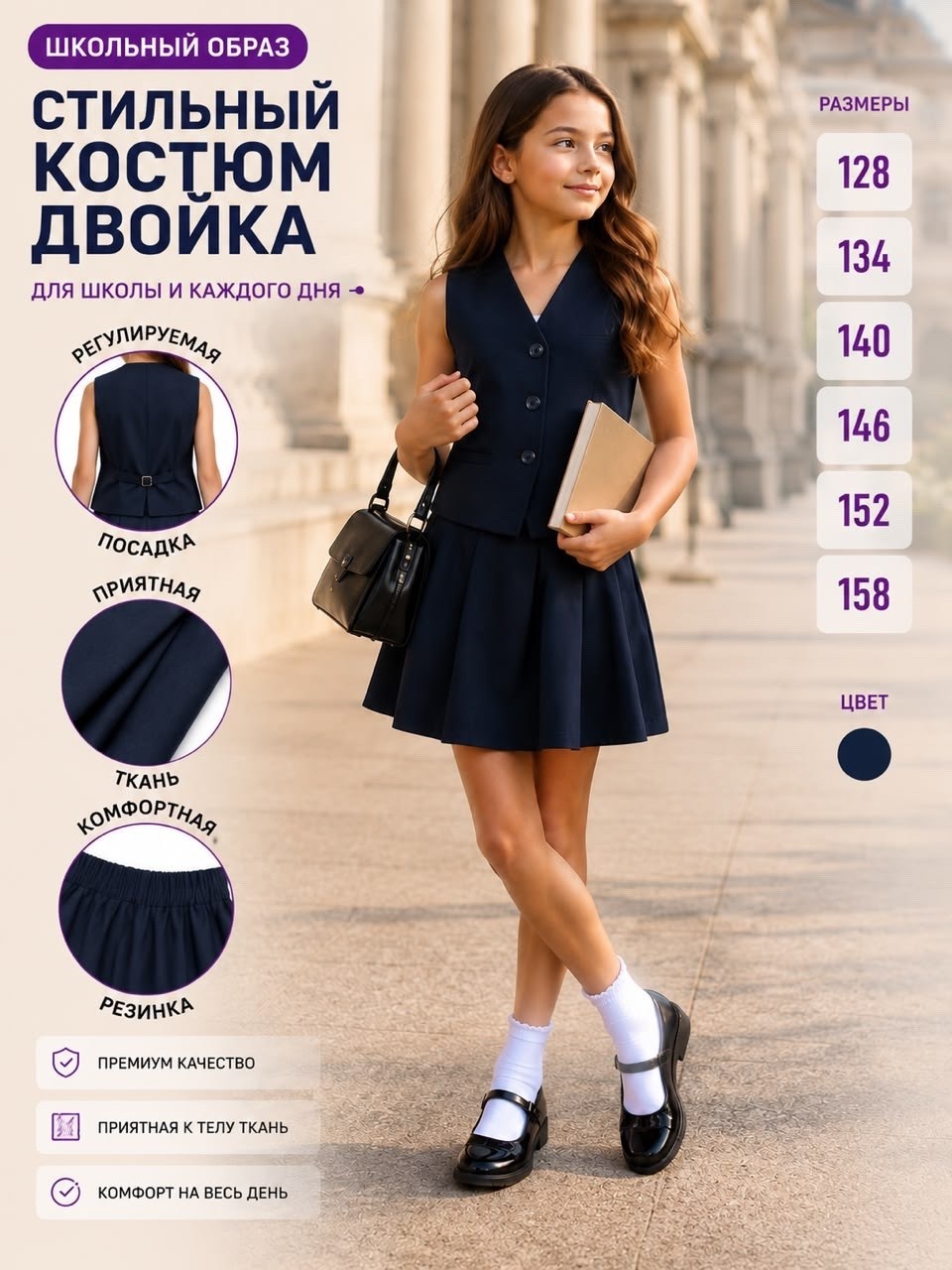 жилет школьный,жилетка для школы,костюм для школы,жилет школьная форма,костюм школьная форма жилетом likikids цвет темно-синий