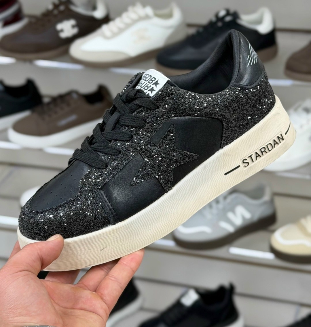 ,голден гус кеды черные, женская,кеды golden goose,golden goose black glitter hi star sneakers
