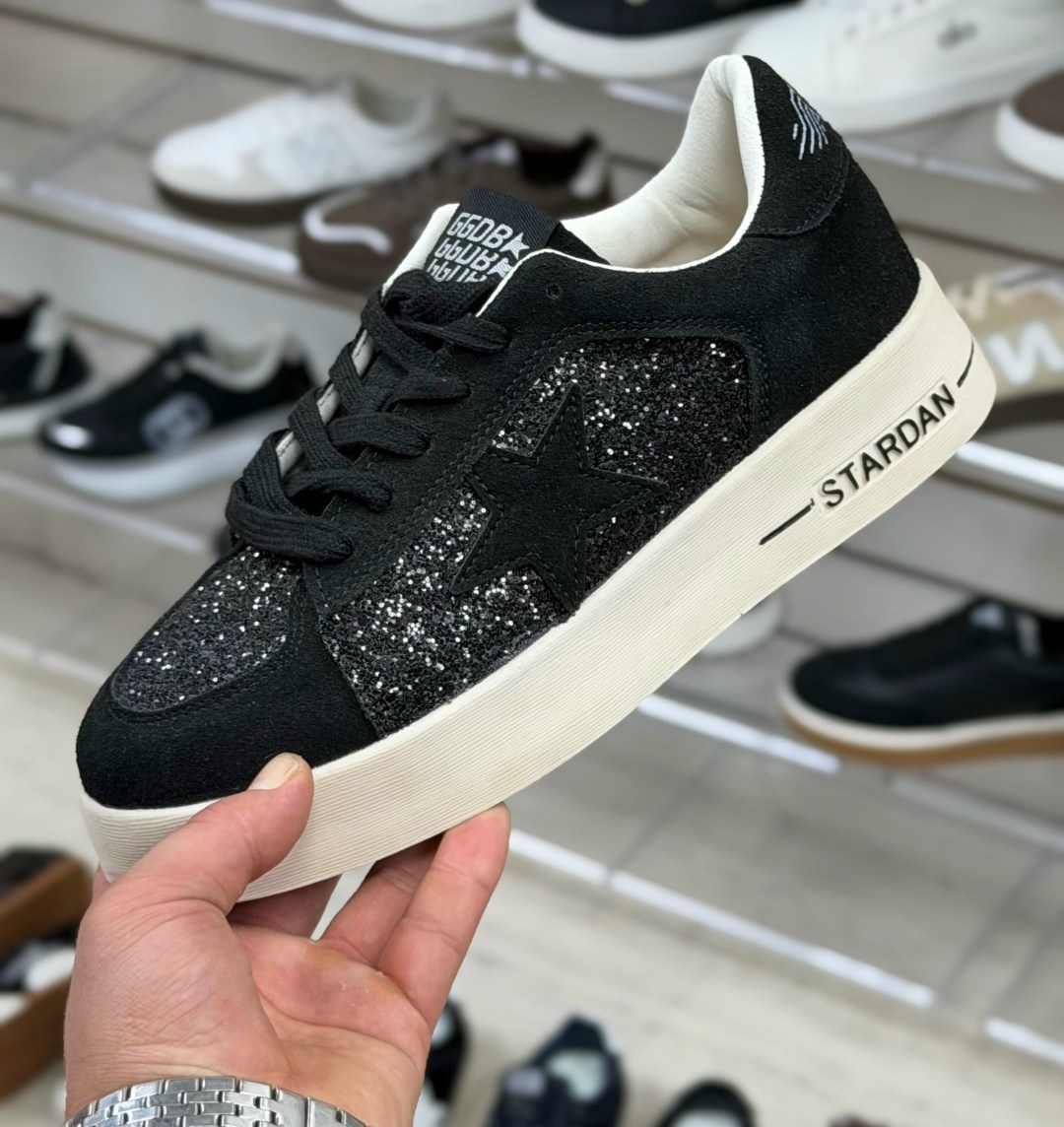 ,голден гус кеды черные, женская,кеды golden goose,golden goose black glitter hi star sneakers