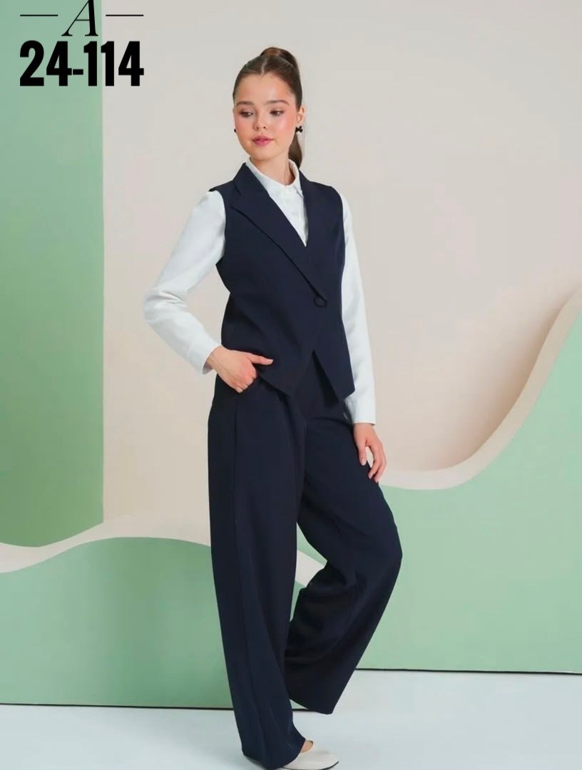 школьный костюм двойка с брюками палаццо и жилетом sheng yuan fashion,костюм школьный брючный с жилетом jutetti,брючный школьный костюм с жилетом blacknina,костюм брючный школьная форма для девочки pa