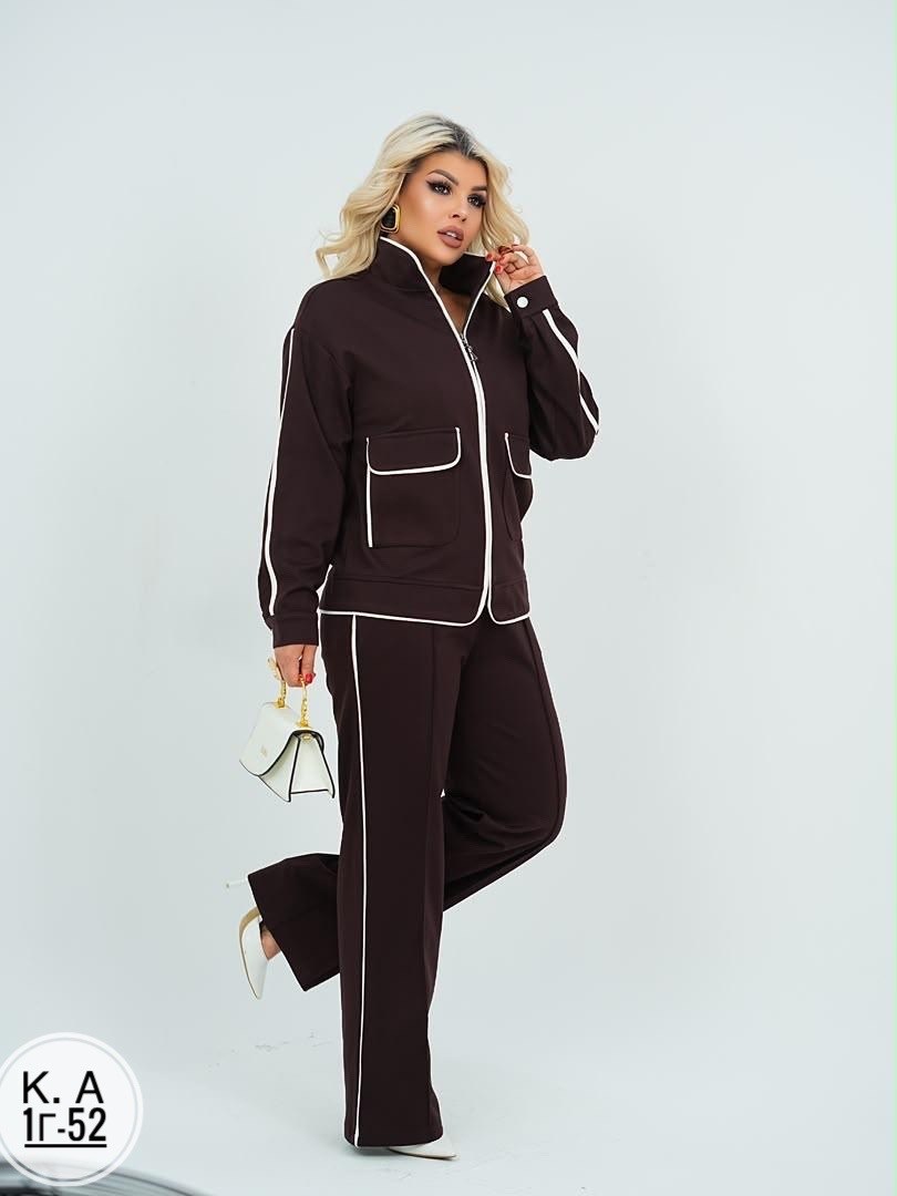 спортивный костюм больших размеров с брюками паллацо janna collection,cпортивный костюм больших размеров,спортивный костюм больших размеров спорт шик lecalolady 215861209,женские костюмы,костюм двойка