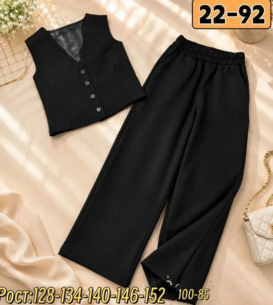 школьный костюм двойка с брюками палаццо и жилетом sheng yuan fashion,костюм брючный школьная форма для девочки payan,костюм брючный школьный body_style_school 247543122,школьный костюм двойка с брюка