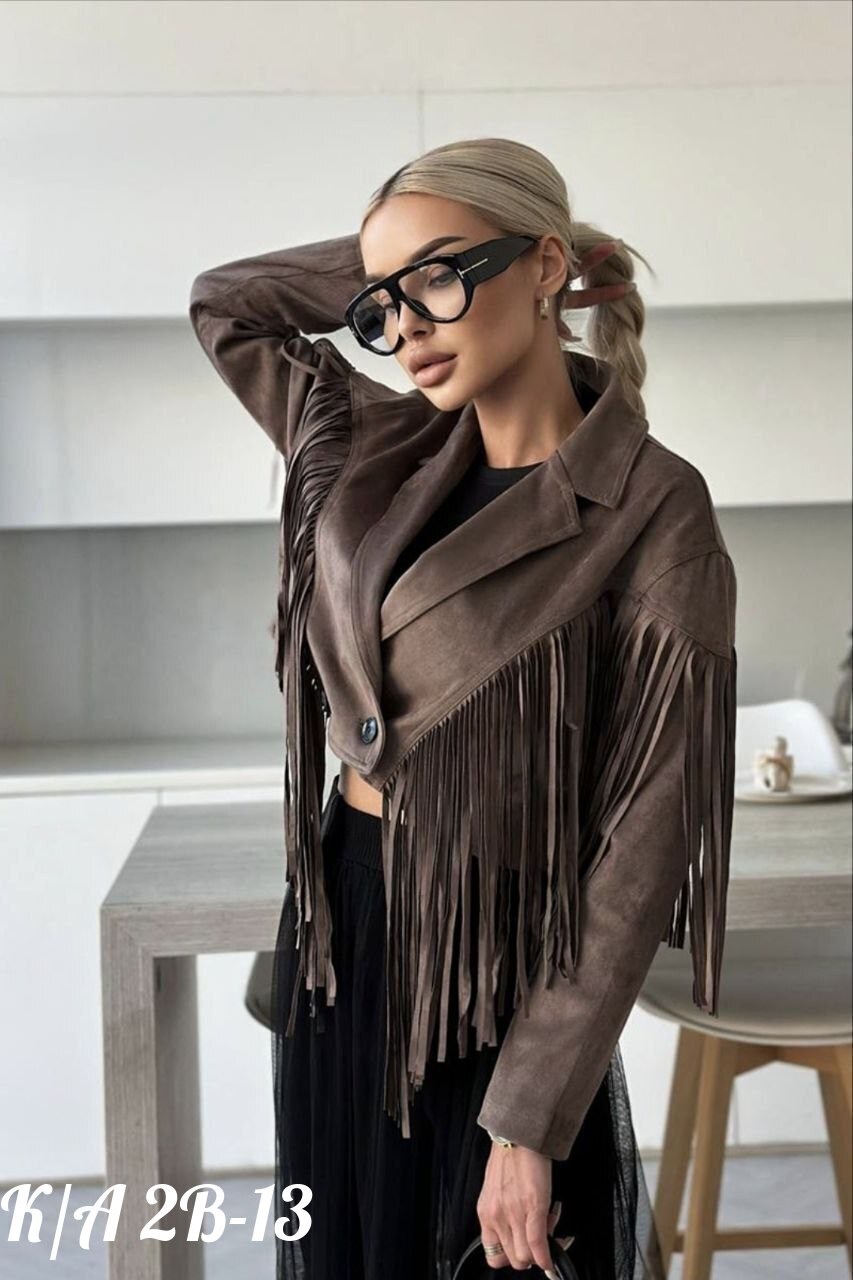 стильная куртка,yves saint laurent женская замшевая косуха с бахромой,замшевая куртка,куртка косуха,куртка с бахромой