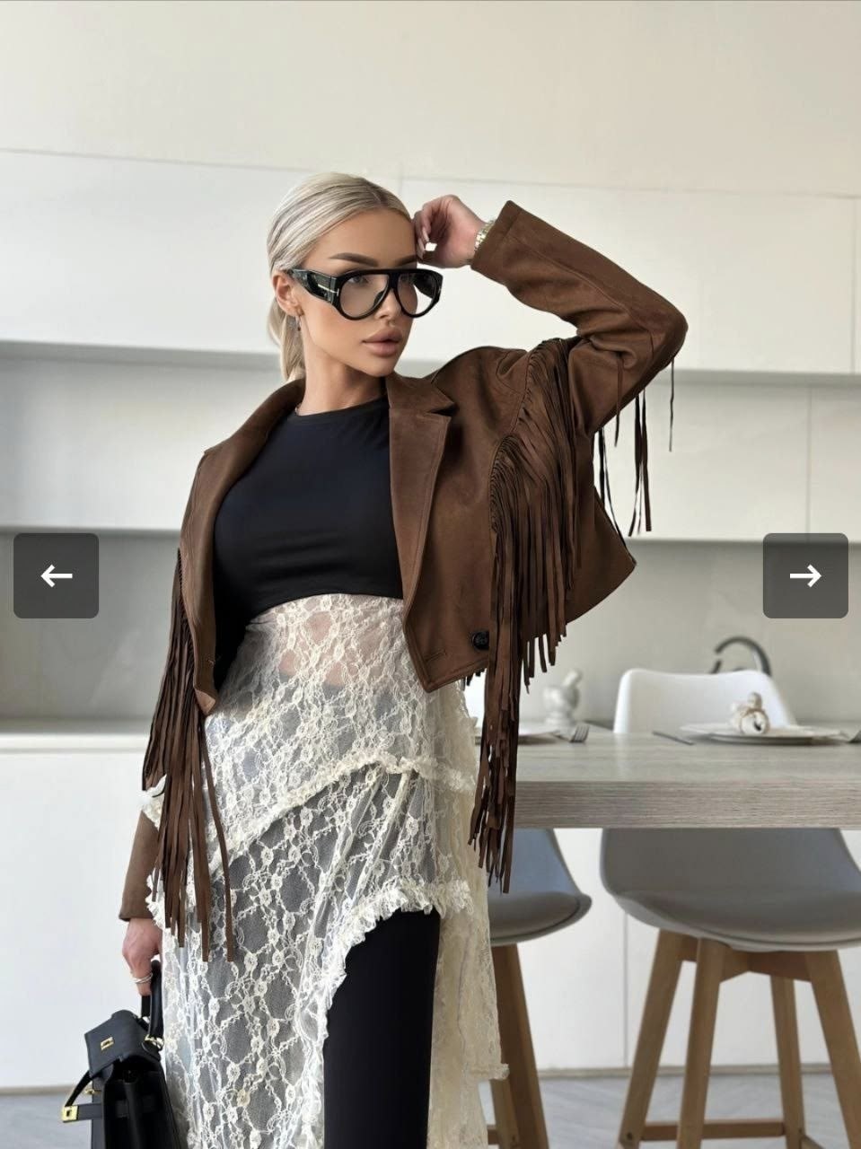 стильная куртка,yves saint laurent женская замшевая косуха с бахромой,замшевая куртка,куртка косуха,куртка с бахромой