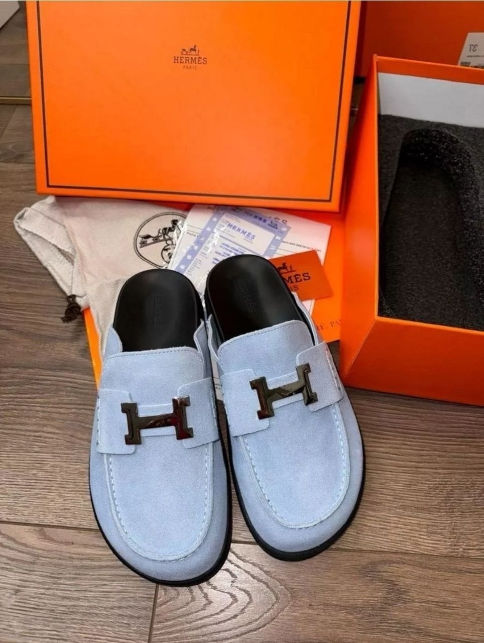 ,мюли hermes,мюли замшевые,мюли женские,шлепки женские