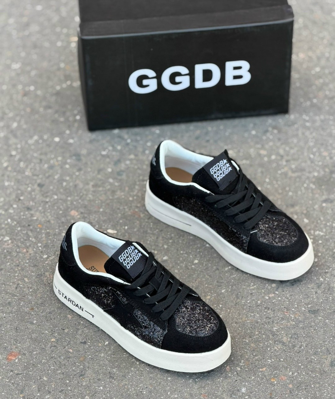 ,кеды super-star с блестками golden goose черный,кеды hi star с блестками golden goose черный,голден гус кеды, женская