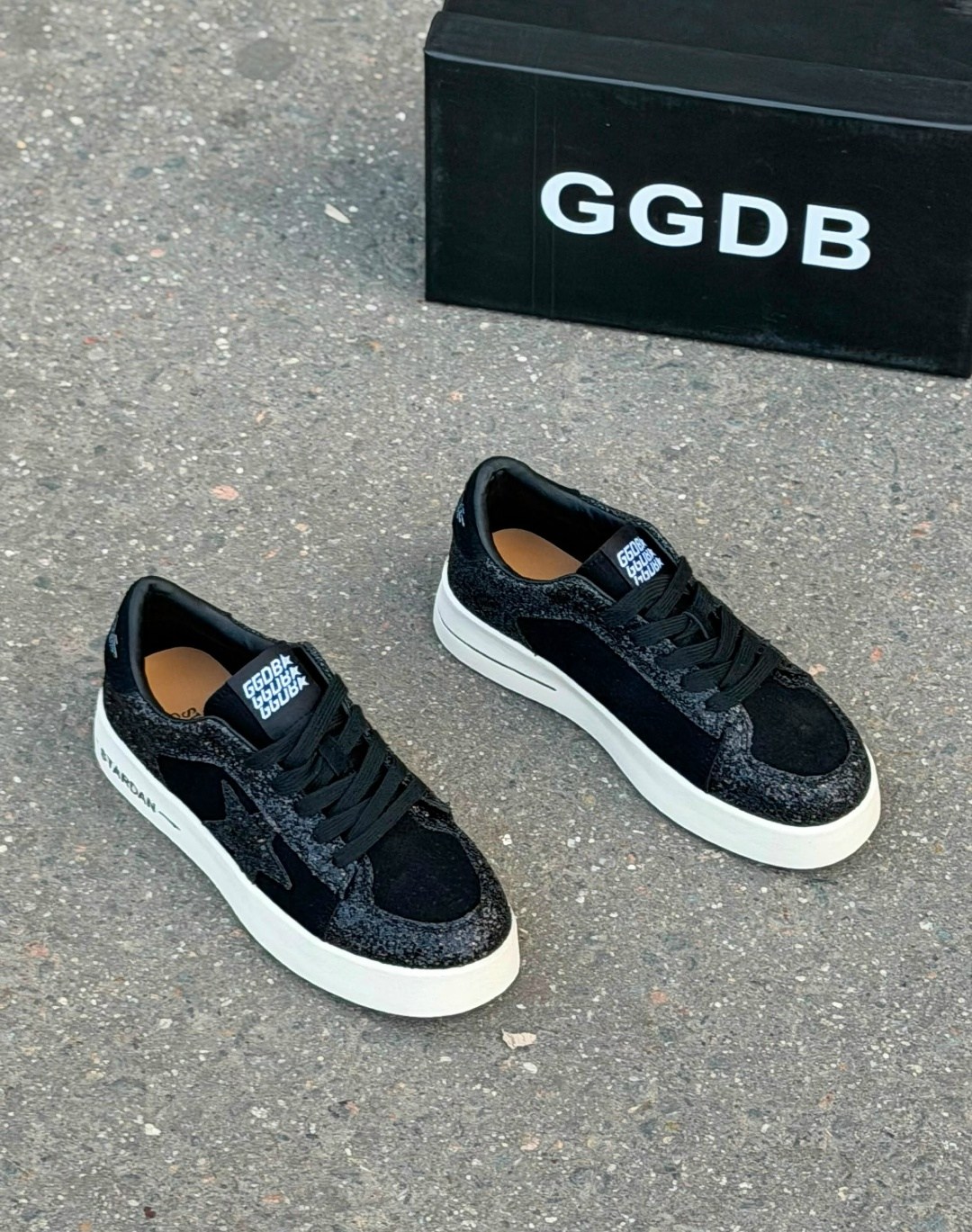 ,кеды super-star с блестками golden goose черный,кеды hi star с блестками golden goose черный,голден гус кеды, женская