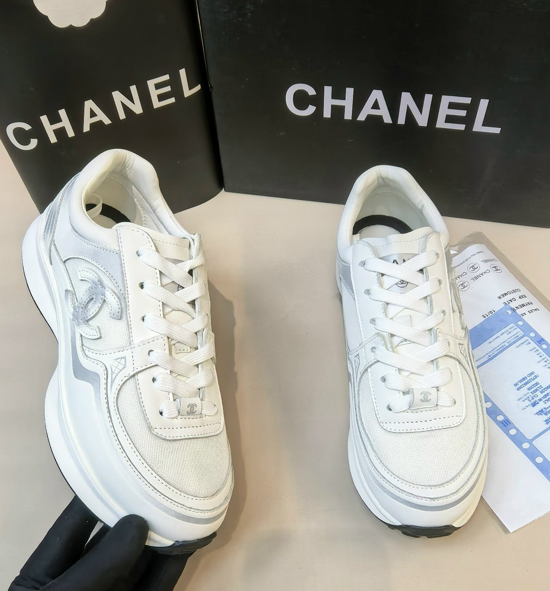 кроссовки женские chanel,кроссовки chanel,chanel женские кожаные кроссовки chanel premium - white,chanel кроссовки серебристые,chanel shoes