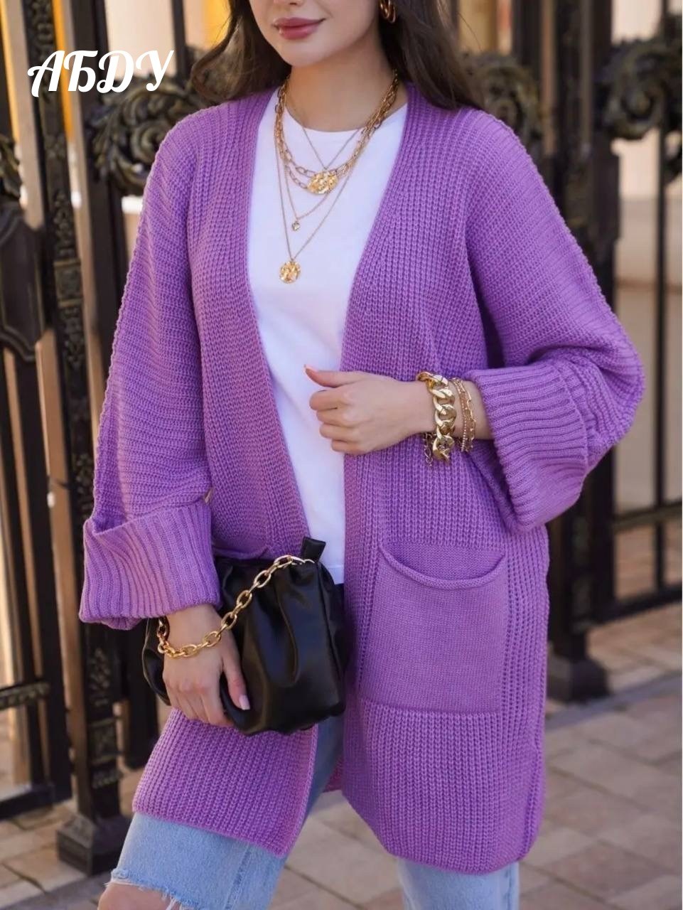 кардиган длинный вязаный oversize bonisha,кардиган длинный вязаный oversize,сиреневый кардиган,кардиган женский,кардиган женский длинный с карманами
