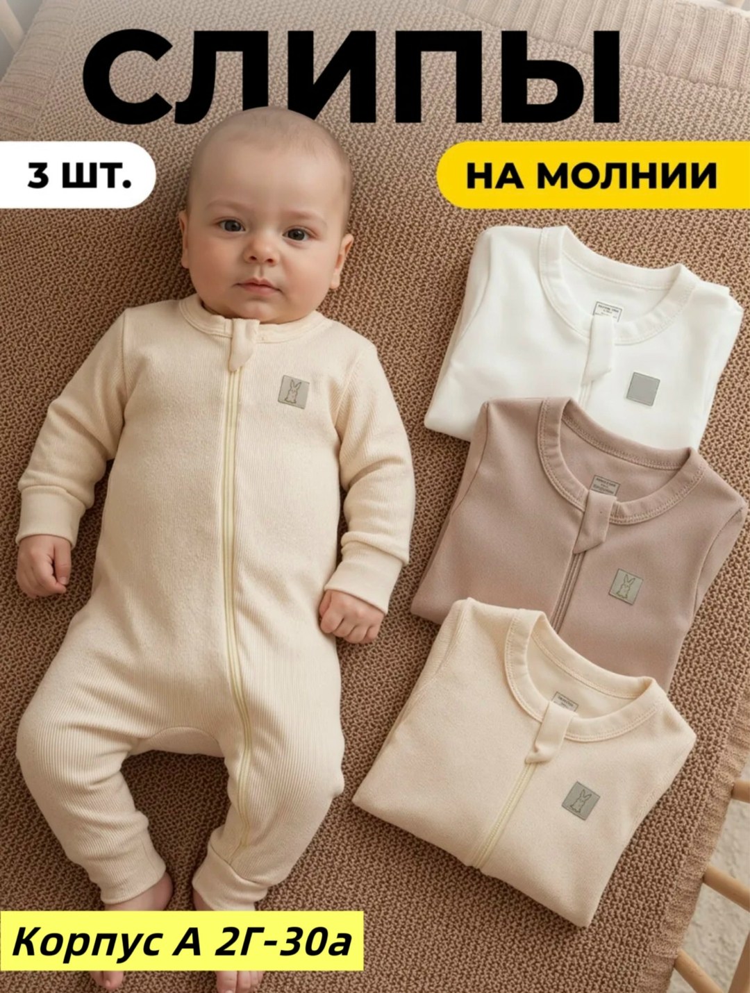 слип для новорожденного,слип комбинезон,одежда для новорожденного,пижама для новорожденных h&m 1085413,комбинезон для новорожденного