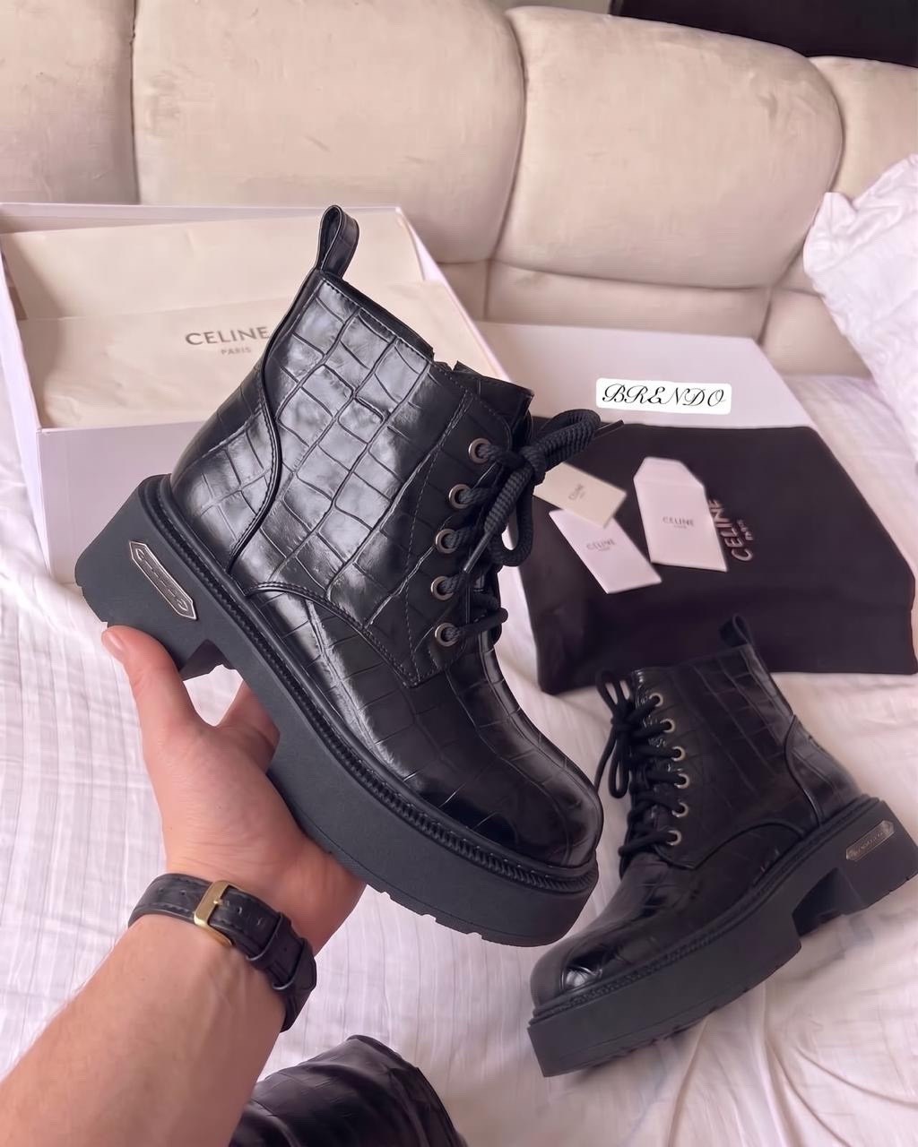 ботинки женские celine,,женские ботинки,селин  женская,celine черные ботинки