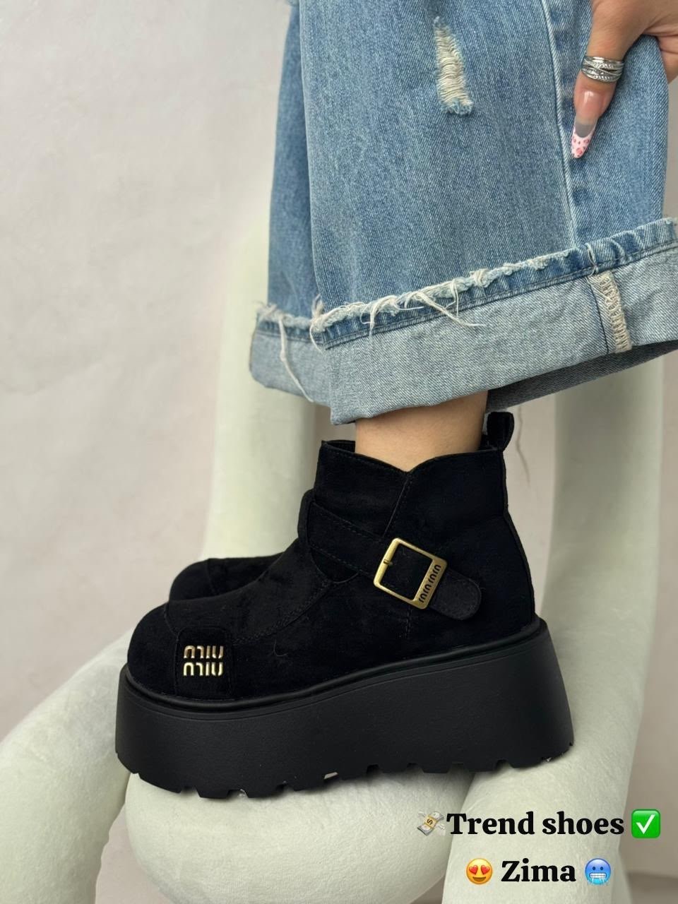 ботинки miu miu,ботинки зимние на платформ,,ботинки женские,ботинки замш