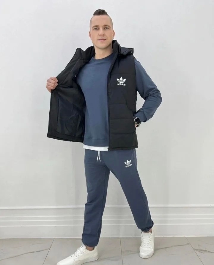 спортивный костюм,спортивный костюм тройка с жилеткой,мужской спортивный костюм,спортивный костюм тройка с жилеткой tmd_store цвет черный,