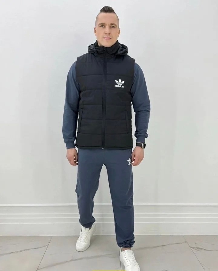 спортивный костюм,спортивный костюм тройка с жилеткой,мужской спортивный костюм,спортивный костюм тройка с жилеткой tmd_store цвет черный,