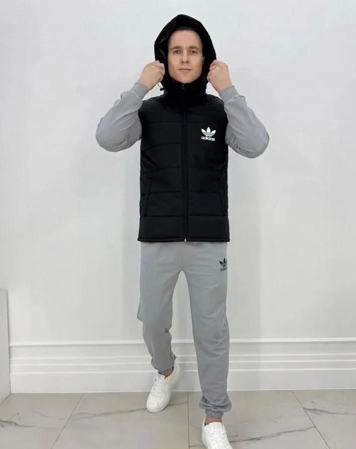 спортивный костюм,спортивный костюм тройка с жилеткой,мужской спортивный костюм,спортивный костюм тройка с жилеткой tmd_store цвет черный,