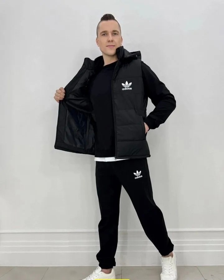 спортивный костюм,спортивный костюм тройка с жилеткой,мужской спортивный костюм,спортивный костюм тройка с жилеткой tmd_store цвет черный,