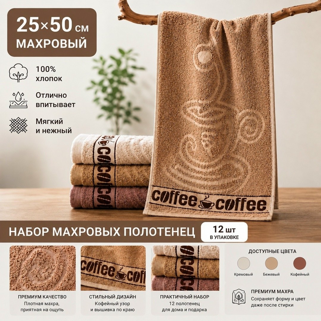 подарочный набор кухонных махровых полотенец coffee time,кухонные полотенца махровые набор 3 шт,полотенце махровое набор 5 шт,полотенце махровое кофейный,кухонные полотенца махровые набор 3 шт hoji's