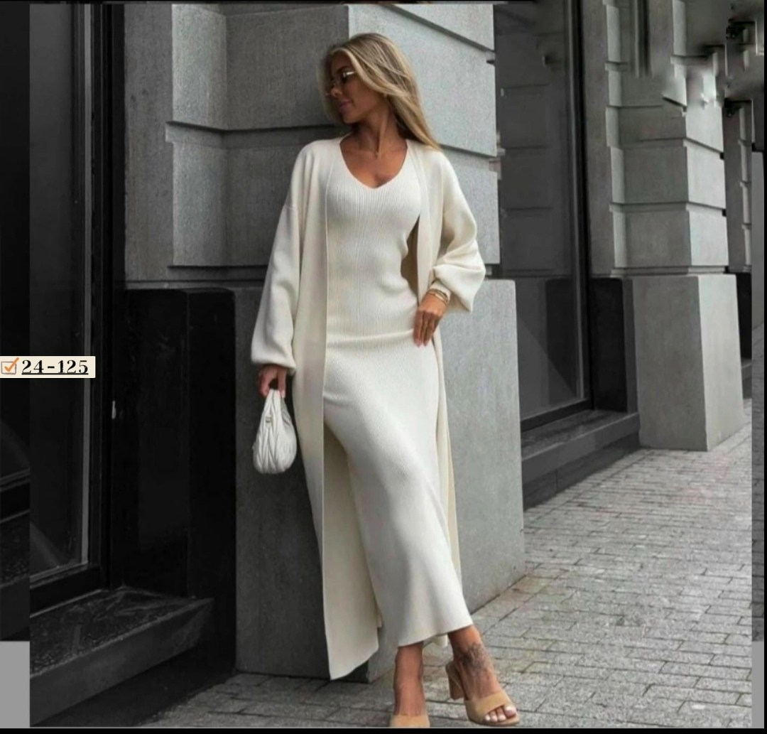 трикотажная двойка (платье + кардиган) в стиле ysl,платье женское+ кардиган,платье лапша с кардиганом,платье + кардиган,костюм платье кардиган
