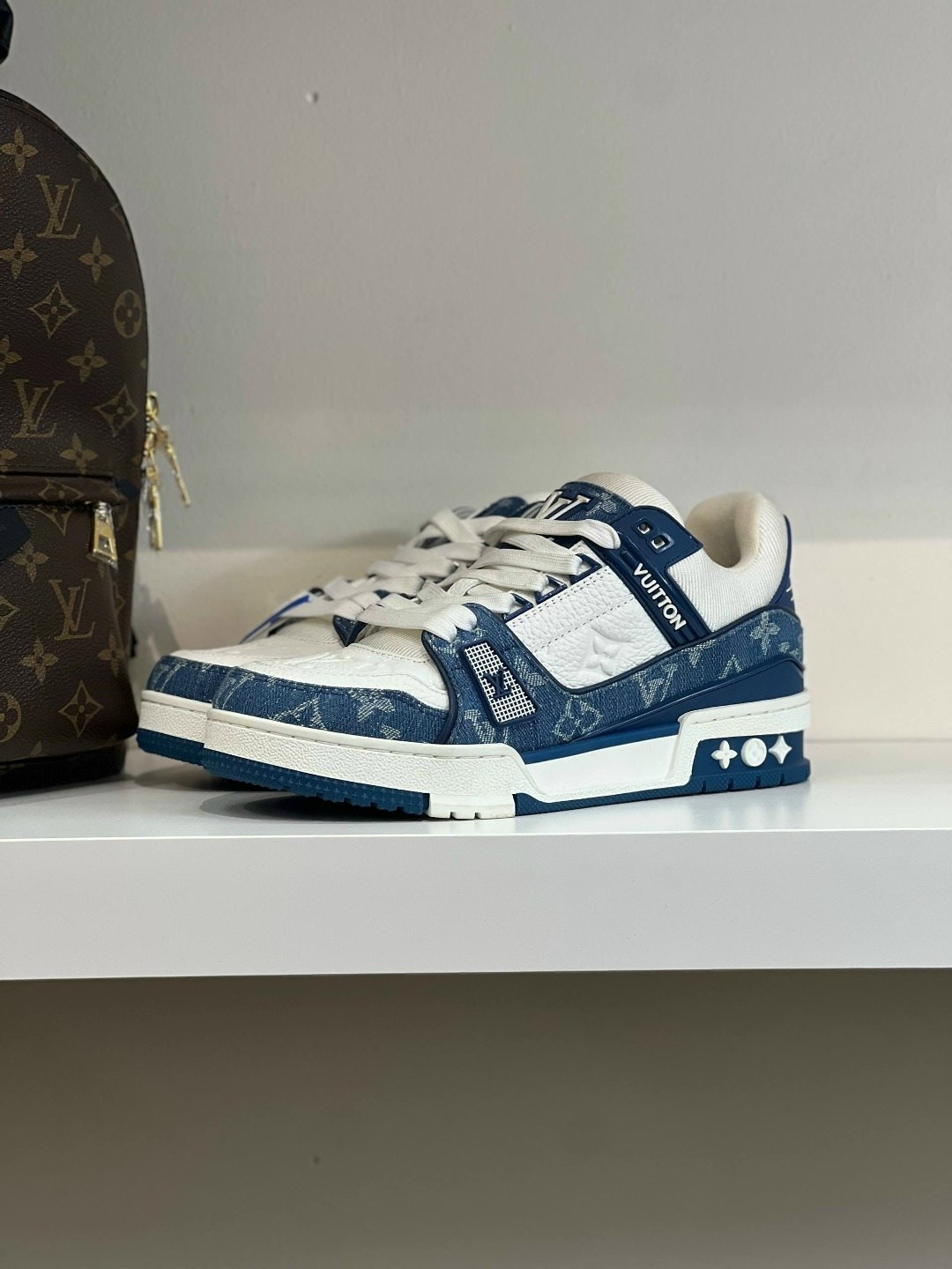 кроссовки louis vuitton trainer,кроссовки louis vuitton,louis vuitton trainer,кроссовки louis vuitton trainer: джинс. синий/белый,луи виттон кроссовки мужские оригинал