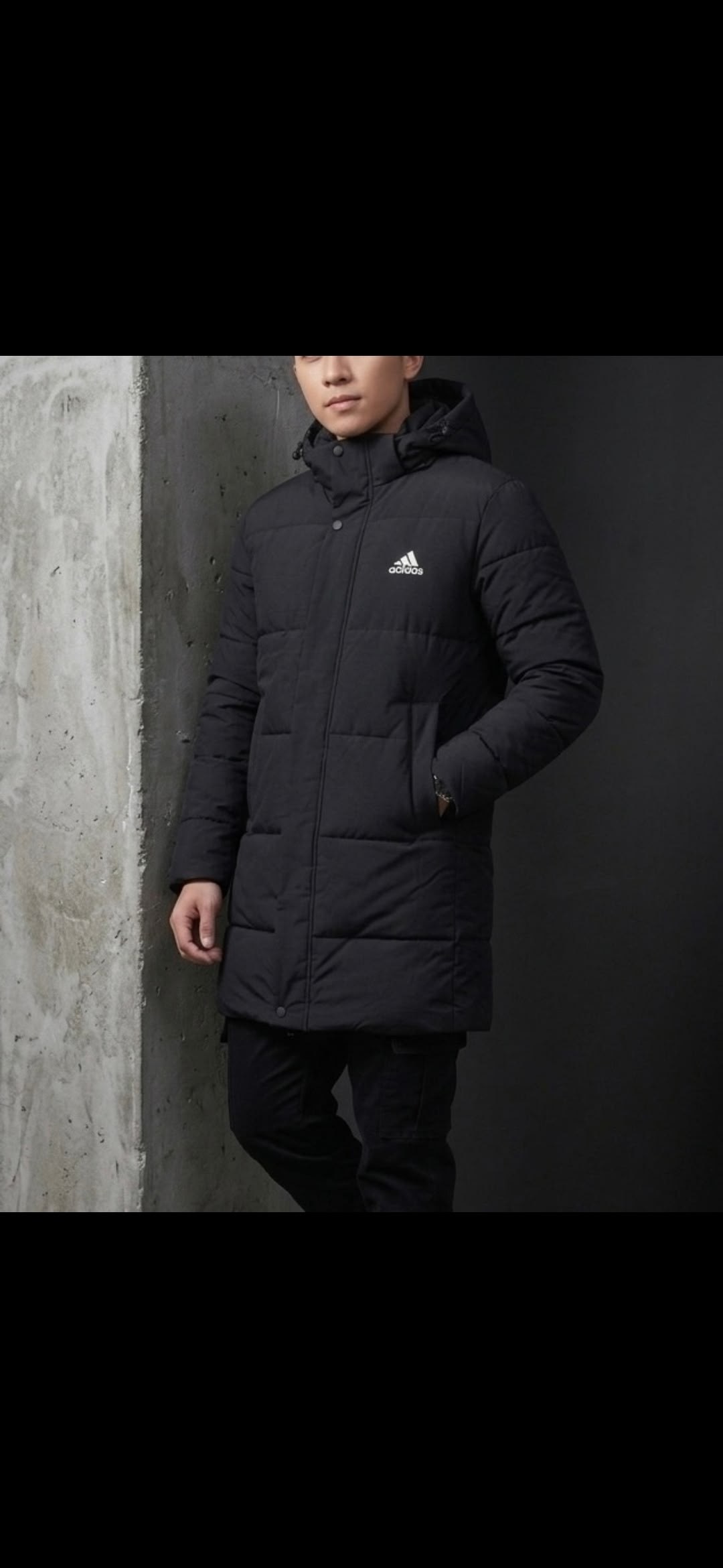 куртка зимняя adidas,пуховик adidas,куртка зимняя удлиненная adidas,куртка мужская зимняя adidas,удлиненная зимняя куртка adidas цвет черный