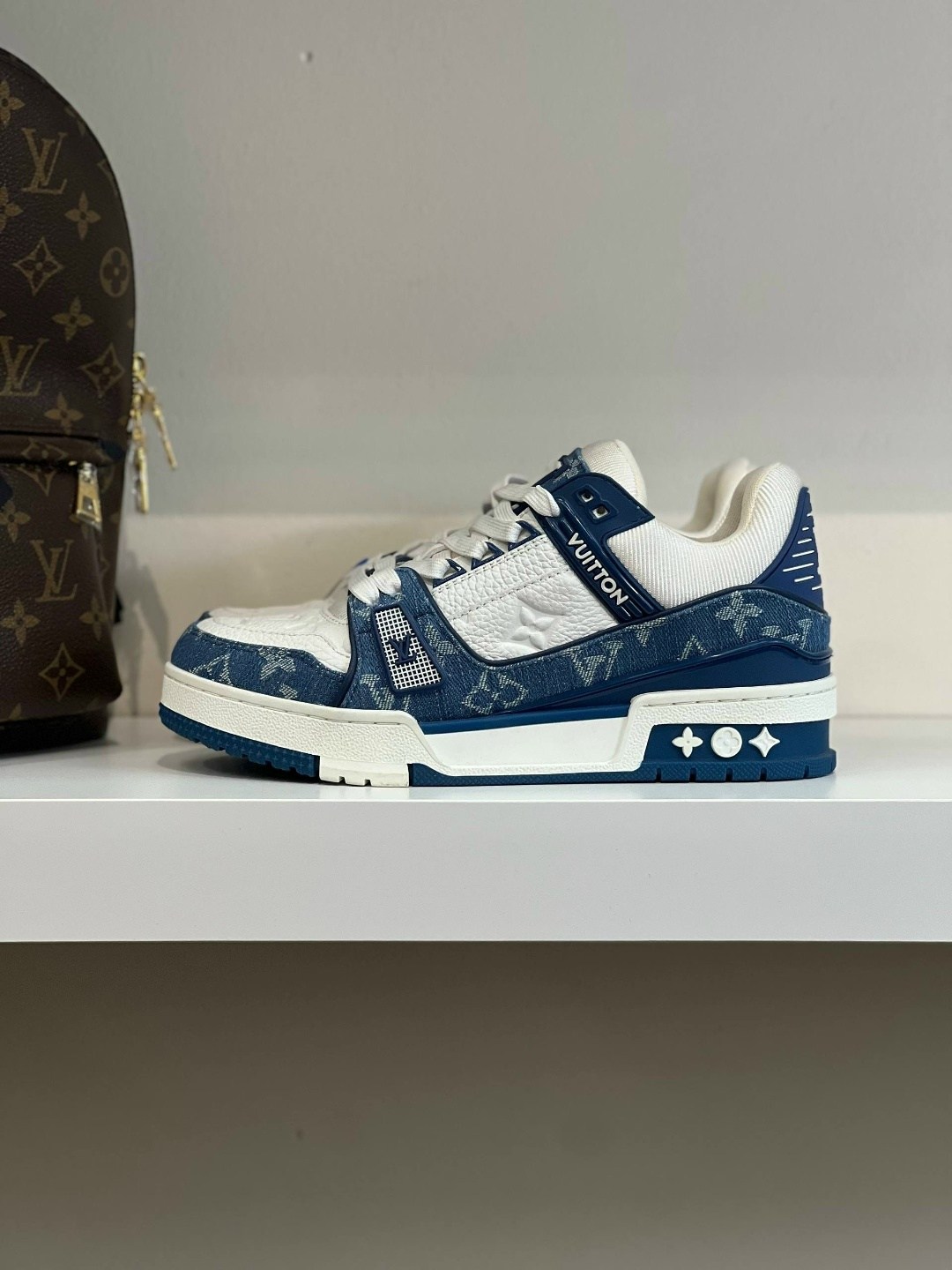 кроссовки louis vuitton trainer,кроссовки louis vuitton,louis vuitton trainer,кроссовки louis vuitton trainer: джинс. синий/белый,луи виттон кроссовки мужские оригинал