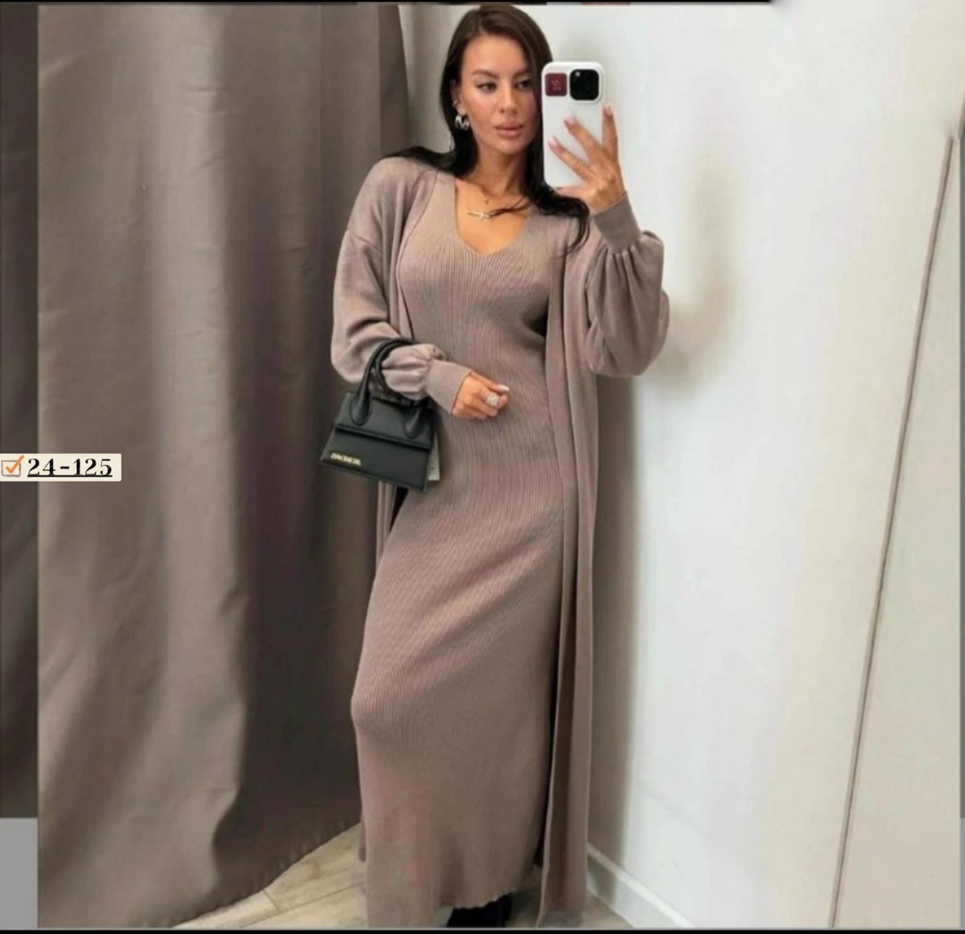 трикотажная двойка (платье + кардиган) в стиле ysl,платье женское+ кардиган,платье лапша с кардиганом,платье + кардиган,костюм платье кардиган