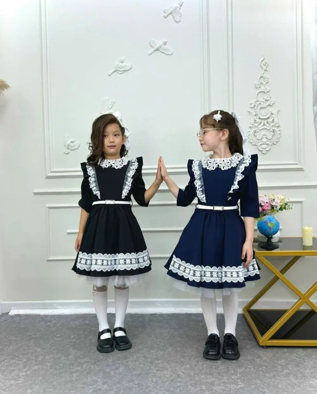 школьное платье с кружевом диана синий,платье школьное,школьное платье для девочки,платье для девочки,платье школьное для девочки форма baberry