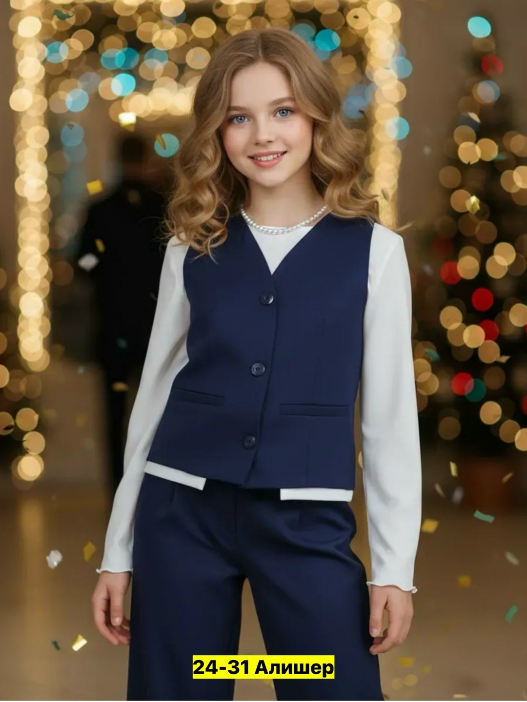 школьный костюм двойка с брюками палаццо и жилетом sheng yuan fashion,школьный брючный костюм,школьная форма костюм жилет брюки,костюм брючный школьная форма,костюм школьный брючный с жилеткой